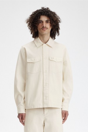 Fred Perry Bedford Cord Men's Jackets White | OAW-362071