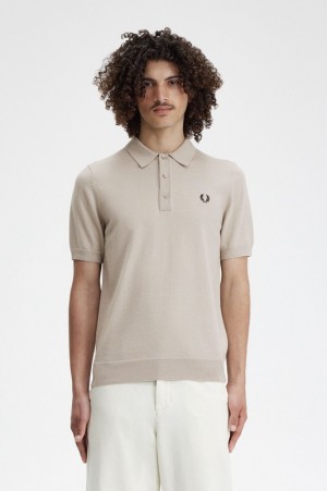 Fred Perry Classic Knitted Men's Polo Shirts Grey | KZY-097356