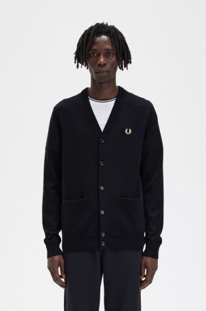 Fred Perry Classic Men's Cardigan Black | AKL-437850