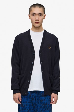 Fred Perry Classic Men's Cardigan Navy | QDO-746081