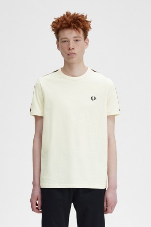 Fred Perry Contrast Tape Ringer Men's T Shirts Brown | BVD-763901