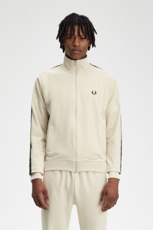 Fred Perry Contrast Tape Track Men's Jackets White | NSD-796084