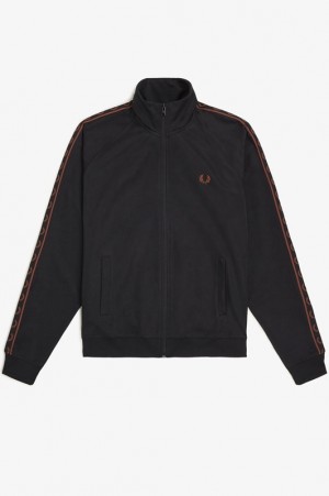 Fred Perry Contrast Tape Track Men's Jackets Black | YZE-075486