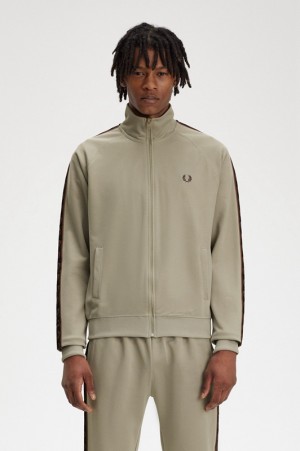 Fred Perry Contrast Tape Track Men's Jackets Grey | VOF-920416