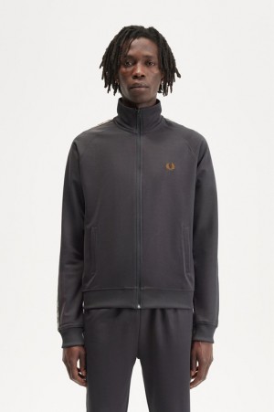 Fred Perry Contrast Tape Track Men's Jackets Grey | WJC-820174