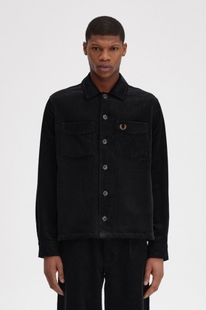 Fred Perry Cord Men's Jackets Black | ILG-124950