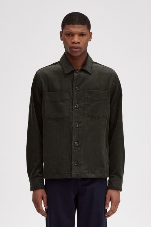 Fred Perry Cord Men's Shirts Green | YDN-162730