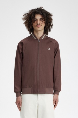 Fred Perry Corduroy Tennis Bomber Men's Jackets Dark Red | EBJ-762043