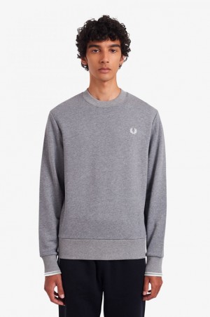 Fred Perry Crew Neck Men's Sweatshirts Grey | GVE-965302