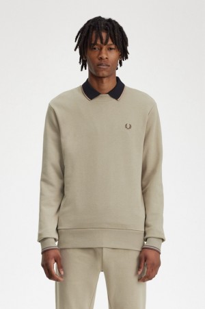 Fred Perry Crew Neck Men's Sweatshirts Grey | CEQ-921763