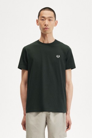 Fred Perry Crew Neck Men's T Shirts Green | PDH-739542