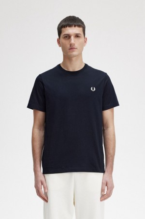 Fred Perry Crew Neck Men's T Shirts Navy | AGZ-541762