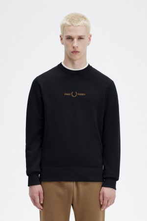 Fred Perry Embroidered Men's Sweatshirts Navy | OEG-706529