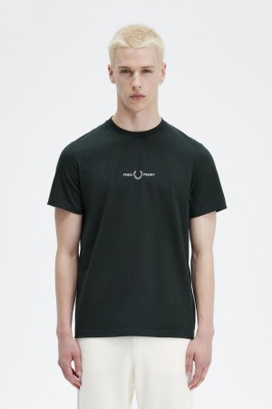 Fred Perry Embroidered Men's T Shirts Green | CZD-964821