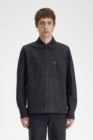 Fred Perry Herringbone Men's Jackets Grey | UXK-798536