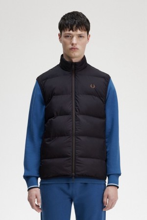 Fred Perry Insulated Gilet Men's Jackets Black | XUC-690581