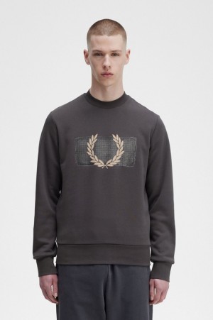 Fred Perry Layered Graphic Men's Sweatshirts Grey | IDL-289173