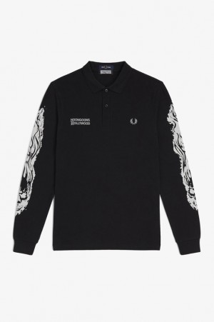 Fred Perry Noon Goons Men's Shirts Black | ZBR-589670