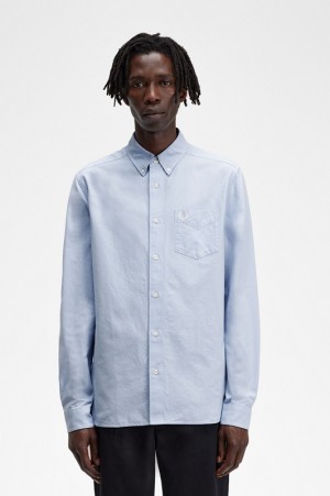 Fred Perry Oxford Men's Shirts Blue | PWS-907468