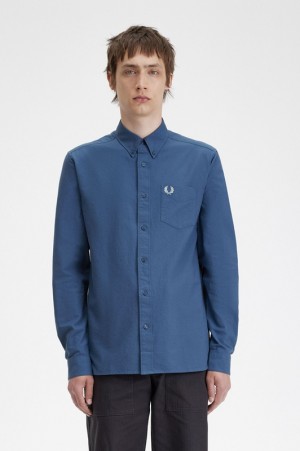 Fred Perry Oxford Men's Shirts Blue | XDV-340965