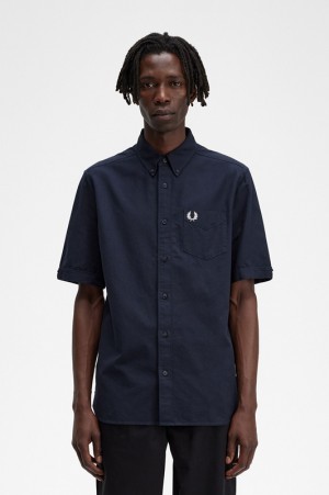 Fred Perry Oxford Men's Shirts Navy | UDL-129467