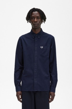 Fred Perry Oxford Men's Shirts Navy | WRN-706214