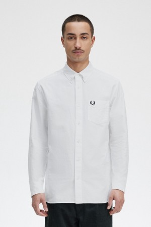 Fred Perry Oxford Men's Shirts White | YJH-561084