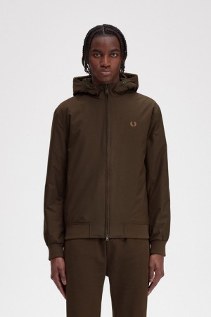 Fred Perry Padded Hooded Brentham Men's Jackets Brown | ZEI-061542