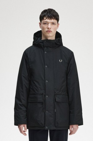 Fred Perry Padded Zip Through Men's Jackets Black | TQS-182573