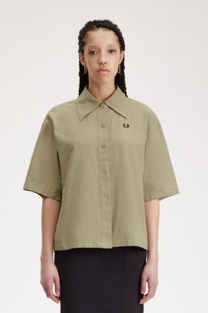 Fred Perry Placket Detail Women's Shirts Grey | CBA-280357