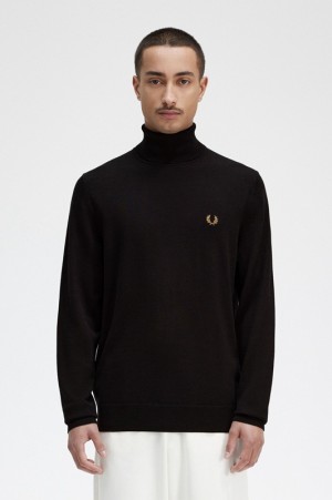 Fred Perry Roll Neck Men's Sweaters Navy | FQJ-387096