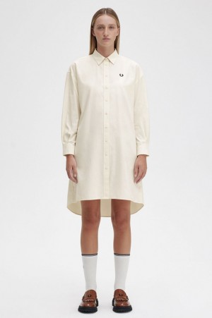 Fred Perry Split Detail Women's Dress White | RGY-265394