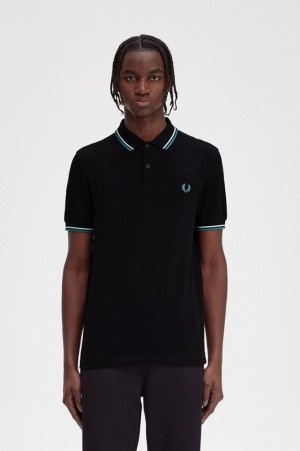 Fred Perry The Fred Perry Men's Polo Shirts Black | GMY-279163