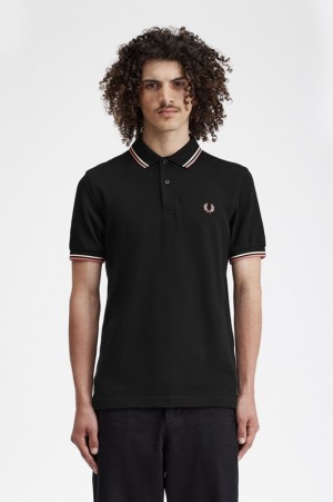 Fred Perry The Fred Perry Men's Polo Shirts Black | WSU-289305