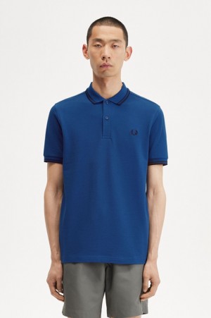 Fred Perry The Fred Perry Men's Polo Shirts Deep Blue | LRO-271860