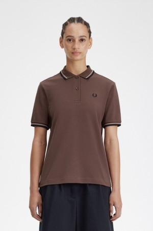 Fred Perry The Fred Perry Women's Shirts Chocolate | OYV-217369