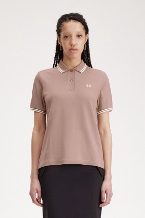 Fred Perry The Fred Perry Women's Shirts Dark Pink | THI-516347