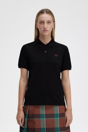 Fred Perry The Fred Perry Women's Shirts Black / Brown | XDW-184365