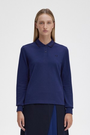 Fred Perry The Fred Perry Women's Shirts Navy | OMQ-602937