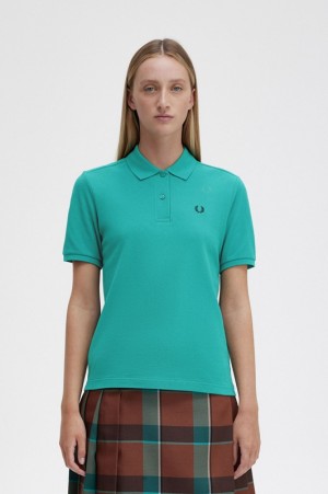 Fred Perry The Fred Perry Women's Shirts Deep Mint / Black | QOD-780192