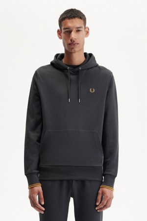 Fred Perry Tipped Hooded Men's Sweatshirts Grey | TXM-271856