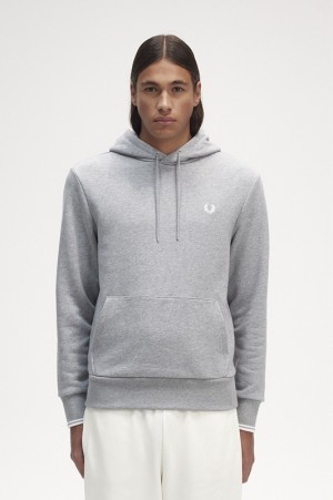 Fred Perry Tipped Hooded Men's Sweatshirts Grey | OVP-395071