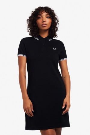 Fred Perry Twin Tipped Fred Perry Women's Dress Black | QMX-819740