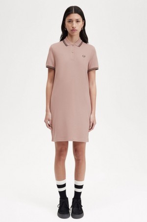 Fred Perry Twin Tipped Fred Perry Women's Dress Dark Pink | BQG-394670