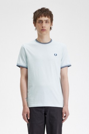 Fred Perry Twin Tipped Men's T Shirts Blue | YBI-293674