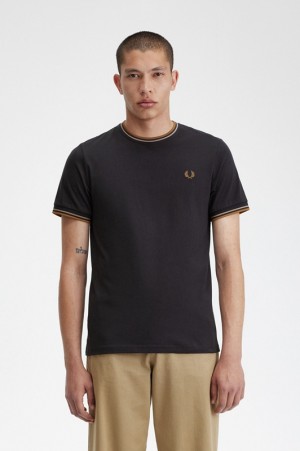 Fred Perry Twin Tipped Men's T Shirts Grey | JDT-816920