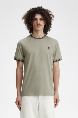 Fred Perry Twin Tipped Men's T Shirts Grey | CBH-571468