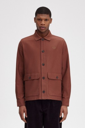 Fred Perry Utility Pocket Men's Jackets Brown | JRC-194750