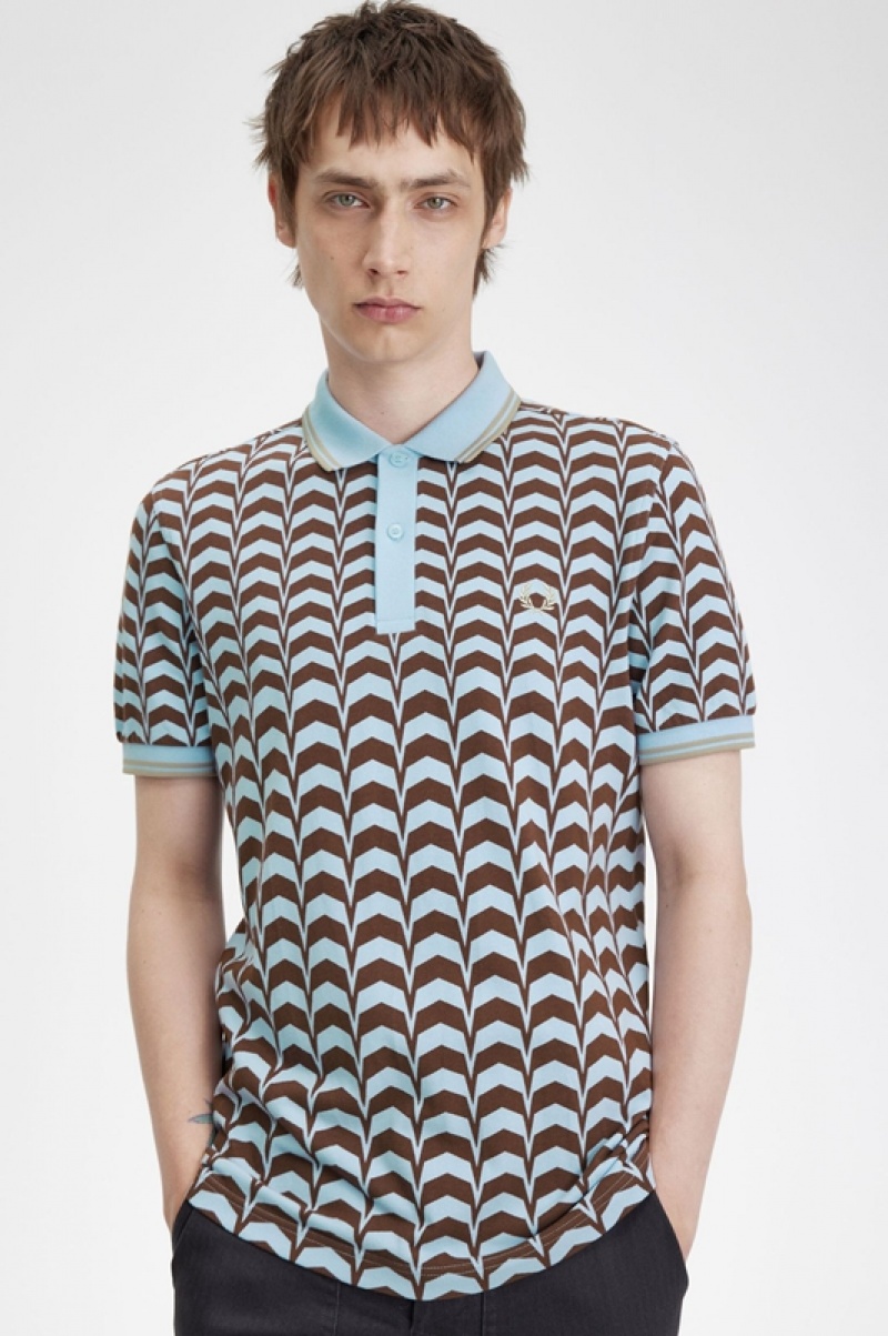 Fred Perry Bold Print Polo Men's Polo Shirts Brown | HSJ-705319