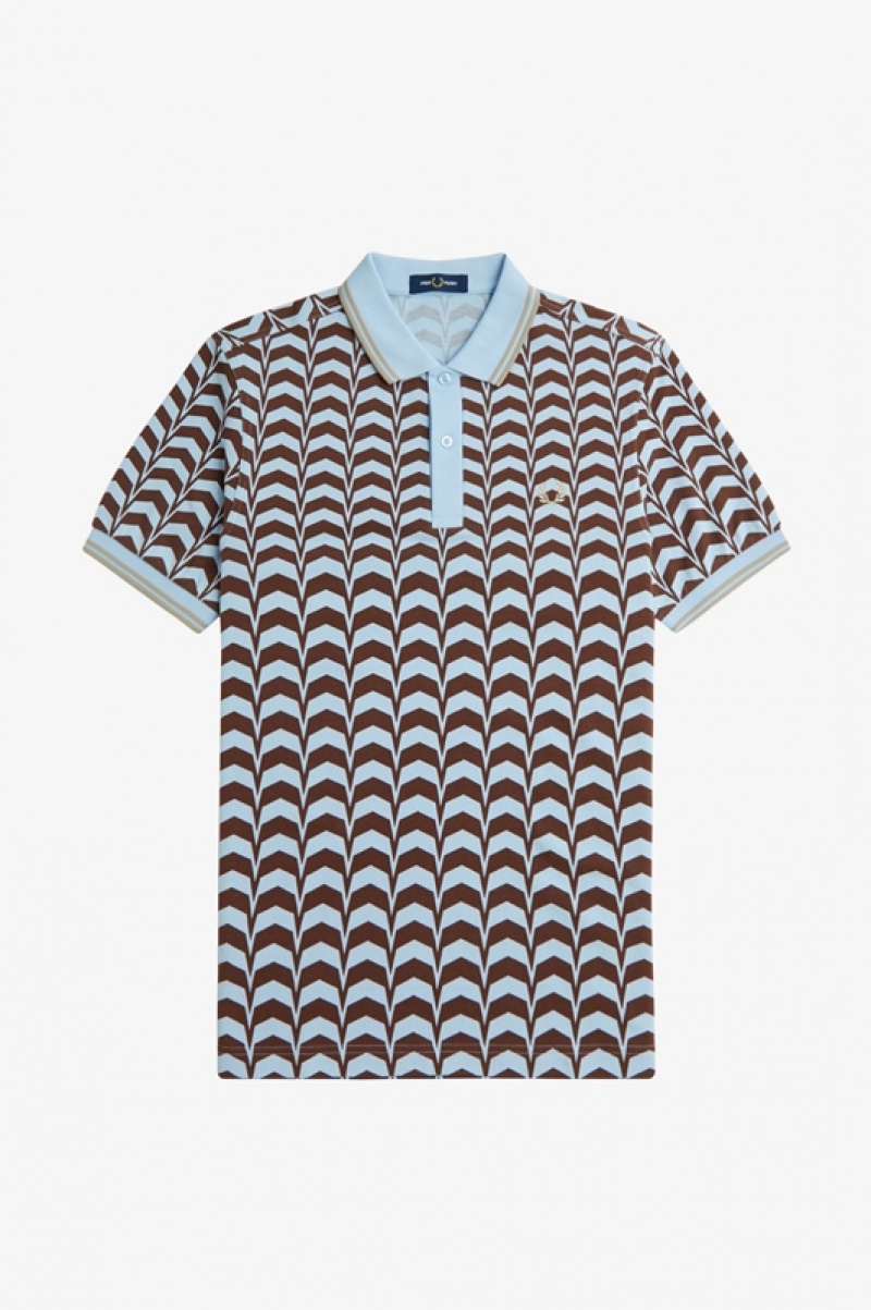 Fred Perry Bold Print Polo Men's Polo Shirts Brown | HSJ-705319